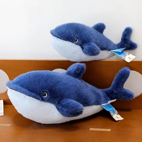 Soft Cute Ocean Series Stuffed Animal Blue Whale Plush Toy Simulation Dolphin Doll Children Companion Pillow