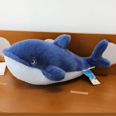 Soft Cute Ocean Series Stuffed Animal Blue Whale Plush Toy Simulation Dolphin Doll Children Companion Pillow