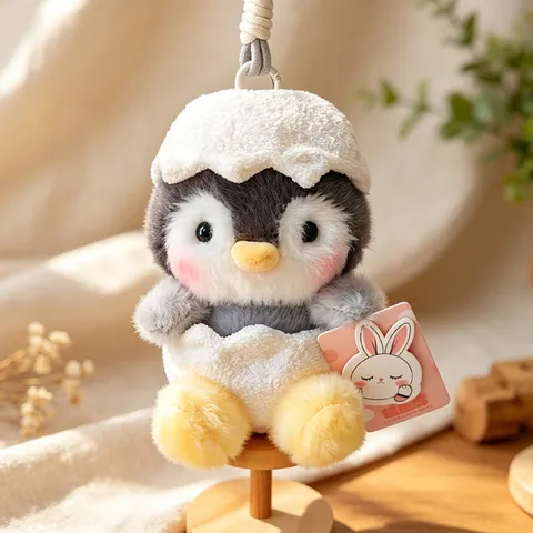 Mignon Porte-clés Animaux en Peluche Coquille d'Oeuf Manchot Dinosaure Poussin Poupée Charme de Sac Pour Enfants Cadeau Anneau Porte-clés Décoratif