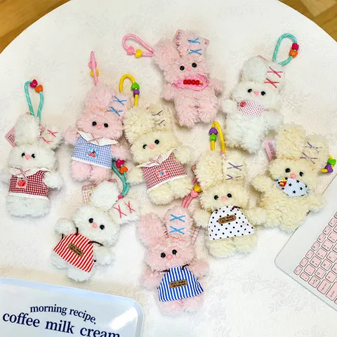 Cute Beibei Rabbit Plush Keychain Soft Stuffed Bunny Doll Bag Charm For Women Girls Healing Companion Toy Key Ring Gift