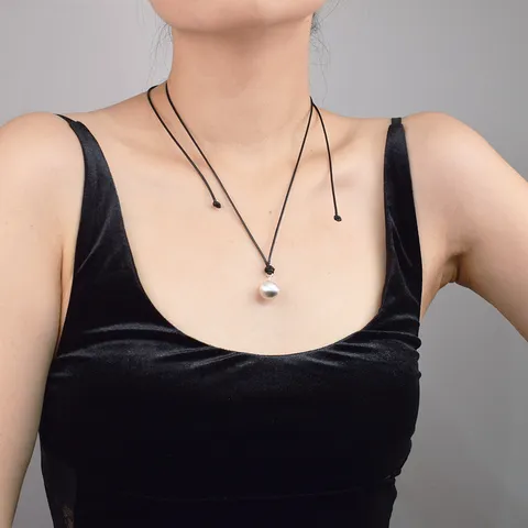 Minimalist Black Wax Cord Artificial Pearl Pendant Necklace Women Niche Design Chic Clavicle Chain Daily Jewelry