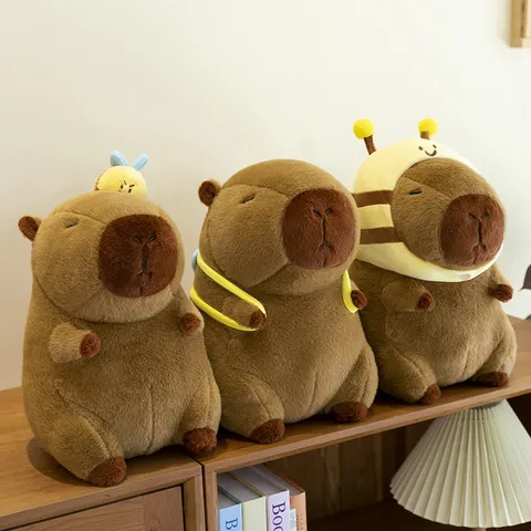 Mignon Capybara Peluche Jouet Poupée Animal En Peluche Conception De Dos D'Abeille Doux Coton PP Oreiller Cadeau D'Anniversaire