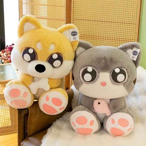 Plush Toy Cute Big Eyes Animal Shiba Inu Cat Pig Stuffed Doll Soft Pillow Home Decor Kids Gift