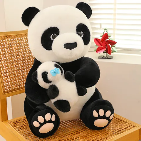 Mother And Baby Giant Panda Stuffed Animal Plush Toy Cute Realistic Panda Doll Kids Gift