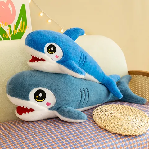 Cartoon Shark Plush Toy Long Pillow Cute Stuffed Animal Doll Soft Cushion Home Decor For Kids Teens Gift