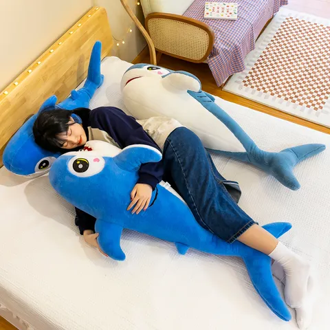 Cartoon Shark Plush Toy Long Pillow Cute Stuffed Animal Doll Soft Cushion Home Decor For Kids Teens Gift