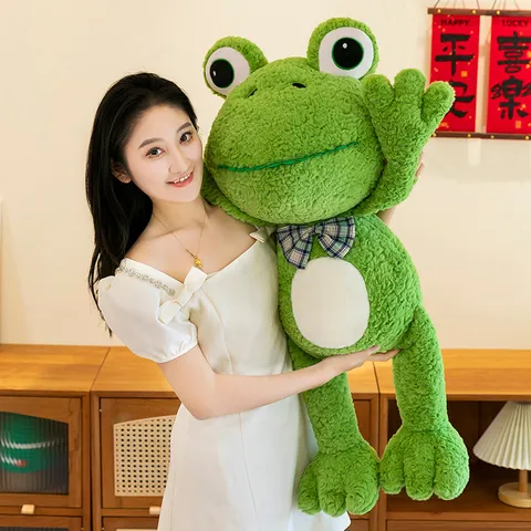 Cute Green Frog Plush Toy Stuffed Animal Doll Soft Kawaii Pillow Birthday Gift For Kids