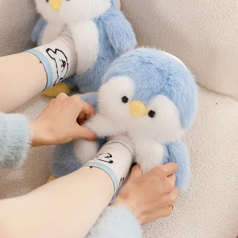 Cute Winter Penguin Plush Slippers For Women Warm Thick Cotton Home Shoes Anti-Slip Soft Sole Indoor Footwear