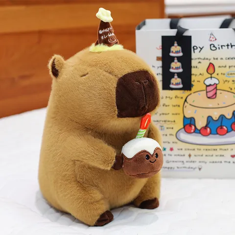 Cute Capybara Plush Toy Stuffed Animal Birthday Cake Doll