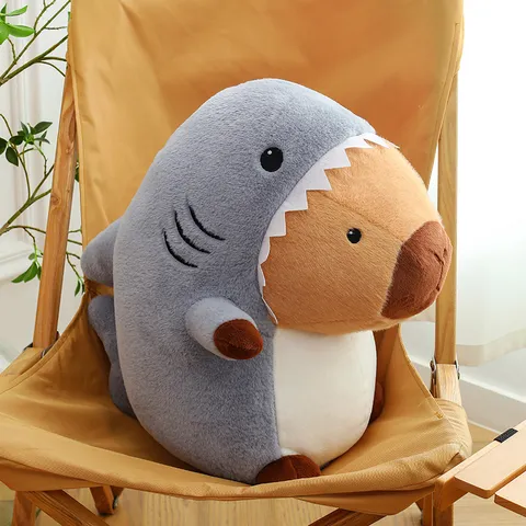 Cute Capybara Shark Plush Toy Stuffed Animal Soft Pillow Cute Cartoon Doll Birthday Gift For Kids And Adults