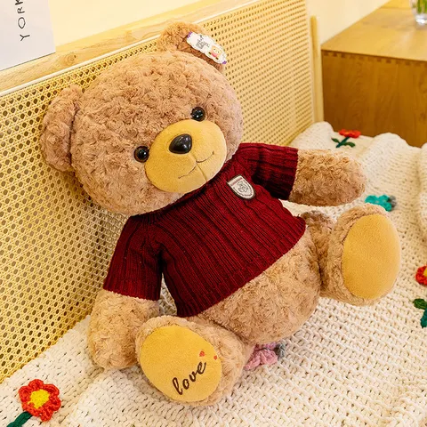 Cute Stuffed Teddy Bear Plush Toy With Removable Sweater Soft Animal Hugging Doll Kids Birthday Valentine Holiday Gift