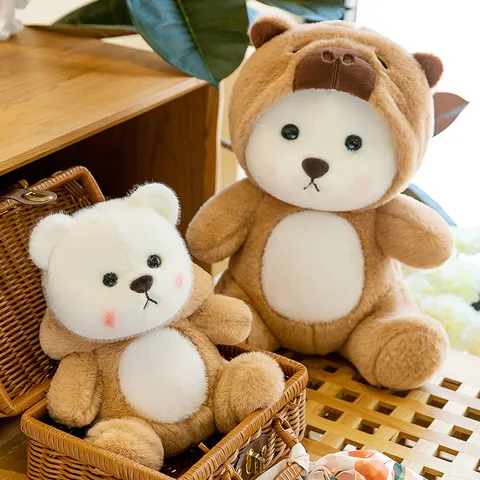 Cute Transforming Bear Plush Toy Stuffed Animal Soft Hugging Pillow Kids Gift Bedroom Decor