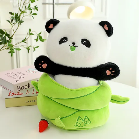 Cute Bamboo Shoot Panda Plush Toy Stuffed Animal Soft Doll Cartoon Design Creative Home Decor Children Birthday Gift
