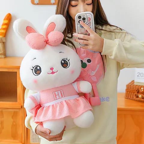 Cute Couple Rabbit Plush Toy Stuffed Animal Doll Soft Bunny With Dress Throw Pillow Girls Birthday Gift