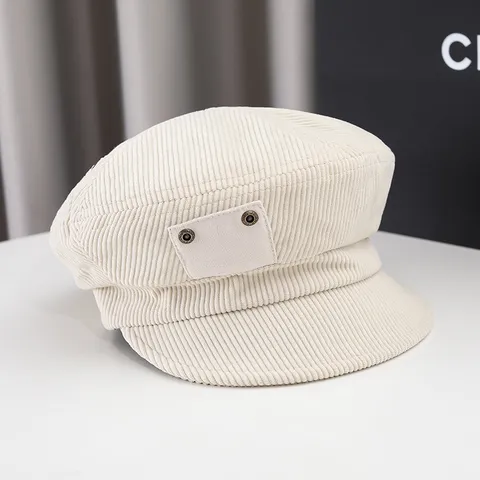 Women's Corduroy Octagonal Hat Plaid Newsboy Cap Vintage Artist Beret For Autumn Winter Fashion Sun Protection Pumpkin Hat