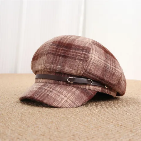 Vintage Women Patchwork Newsboy Cap Korean Style Denim PU Leather Octagonal Hat Fashion Artistic Painter Baker Boy Hat