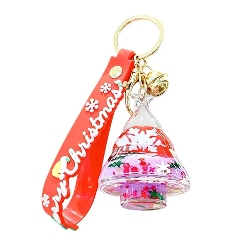 Llavero de Arenas Movedizas Líquidas de Navidad Papá Noel Reno Muñeco de Nieve Colgante de Bolso de Acrílico Regalo de Navidad Creativo para Mujeres Niños