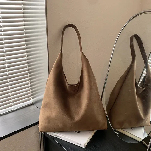 Borsa Sottobraccio in Pelle PU Vintage da Donna Minimalista Urbano Tinta Unita Grande Capacità Borsa Tote Spalla per Pendolari