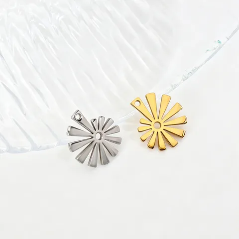 Stainless Steel Ocean Wave Flower Jewelry Pendants Only (Without Chain) Vacuum Plated Glossy DIY Jewelry Charms Accessories For Women Men
