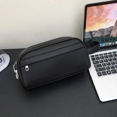 Men's Minimalist PU Leather Clutch Bag Large Capacity Casual Business Handbag Urban Solid Color Commuter Handheld Purse For Men