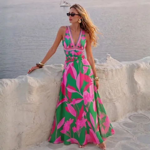 Maillot de Bain Une Pièce à Imprimé Floral pour Femmes Col en V et Jupe de Plage Tropicale Été Top And Bottom