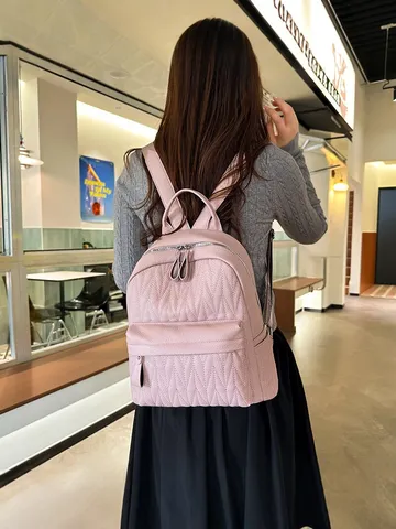 Fashion Diamond Lattice Women PU Leather Backpack Large Capacity Casual School Bag For Girls Trendy Travel Daily Commute Backpack