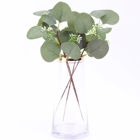 Artificial Eucalyptus Leaves Single Branch Short Stem With Fruit Fake Plant For DIY Flower Arrangement Home Wedding Decor