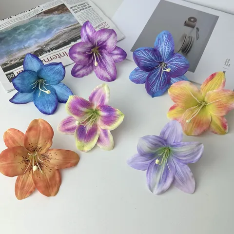 Artificial Silk Lily Flower Heads DIY Craft Fake Flowers For Hair Clips Wreaths Clothing Hats Accessories