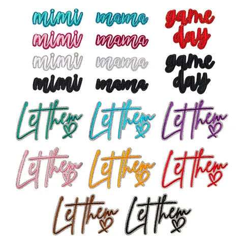 Trendy Glitter Alphabet Embroidered Patches Rayon Polyester Iron On Patch For Clothing Bags Shoes DIY Applique Embroidery