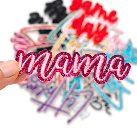 Trendy Glitter Alphabet Embroidered Patches Rayon Polyester Iron On Patch For Clothing Bags Shoes DIY Applique Embroidery