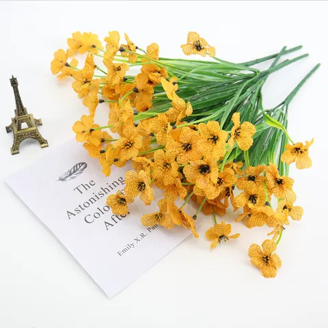 Artificial Silk Violet Flower Bouquet Fake Plants Floral Arrangement For Outdoor Home Living Room Home Decor