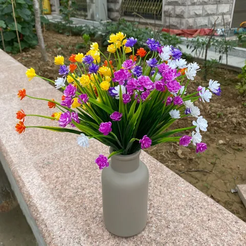 Artificial Plastic Flower Bouquet Simulation Lotus Plant For Indoor Outdoor Home Wedding Party Decorative Greenery