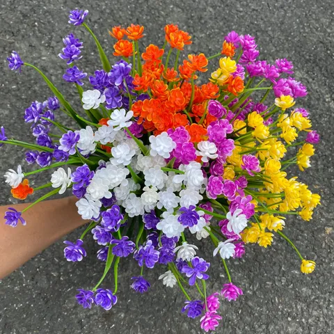 Artificial Plastic Flower Bouquet Simulation Lotus Plant For Indoor Outdoor Home Wedding Party Decorative Greenery