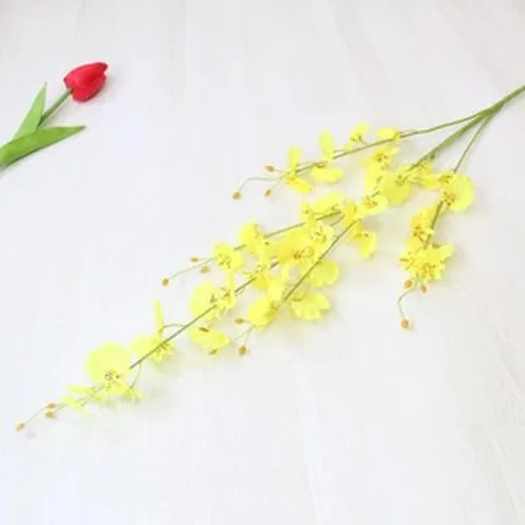Artificial Silk Oncidium Orchid Flowers Faux Dancing Lady Orchid Branch For Home Living Room Decor Floral Arrangement