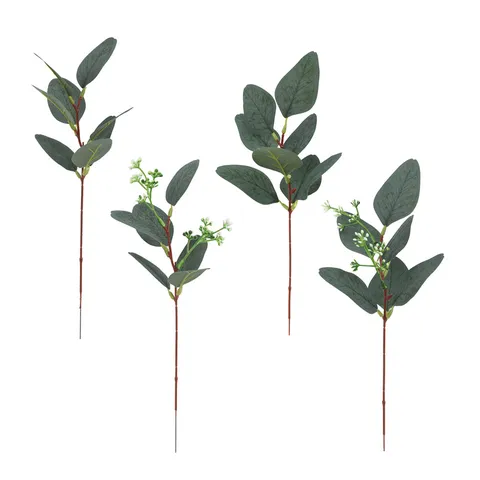 Artificial Eucalyptus Leaves Single Branch Green Plant Fake Stem For Home Table Decor Floral Arrangement