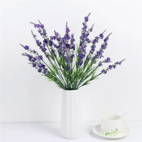 European Style High Quality Artificial Lavender Pastoral Style Decorative Bunch Flowers Wedding Lavender Bouquet