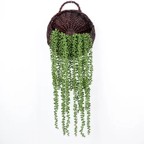 Artificial String of Pearls Rattan Plastic Fake Flower Green Succulent Vine For Wall Home Room Indoor Decor