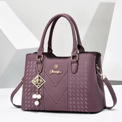 Γυναικείο PU Δερμάτινο Tote Τσάντα Casual Commuter Τσάντα Χεριού Μεγάλης Χωρητικότητας Κορυφαία Λαβή Τσάντα Ώμου Με Κρεμαστό Κόσμημα