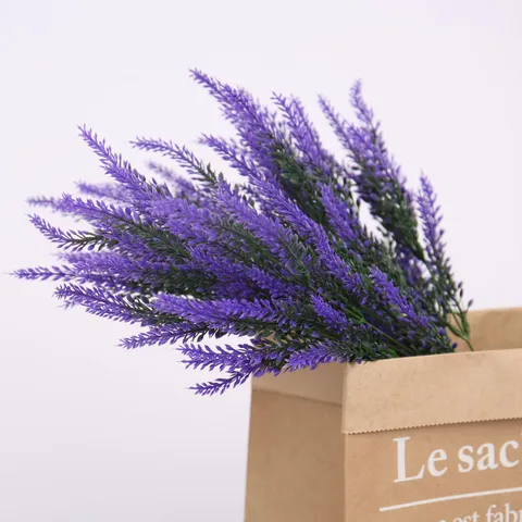 Artificial Lavender Flowers Plastic Fake Flower Bouquet For Home Decor Wedding Pastoral Style Floral Arrangement
