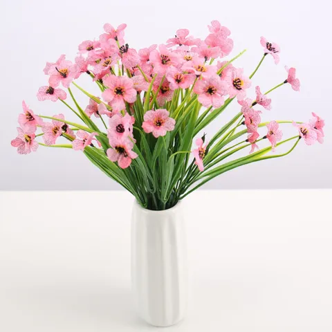 Artificial Silk Violet Flower Bouquet Fake Plants Floral Arrangement For Outdoor Home Living Room Home Decor