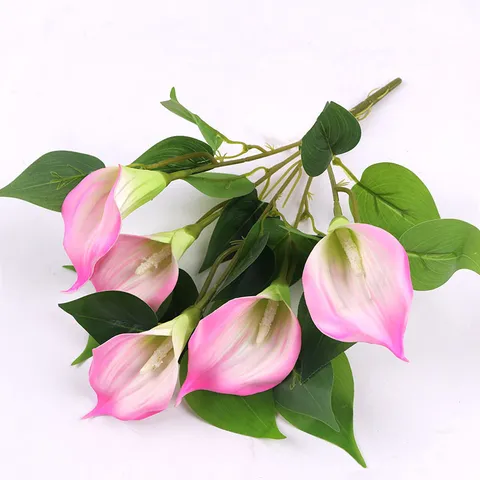 Fleurs de Lys Calla Artificielles 5 Têtes EVA Fausses Fleurs Petits Bouquets pour Jardin Extérieur Mariage Décoration de la Maison