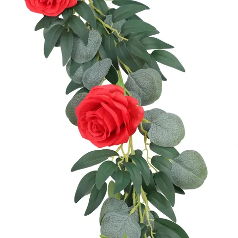 Artificial Eucalyptus Leaf Willow Vine Rose Flower Garland Fake Greenery Plant For Home Wedding Party Indoor Wall Decor