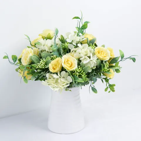 Nordic INS Artificial Tea Rose Hydrangea Wedding Bridal Bouquet Home Decor Photography Props Silk Flower Arrangement