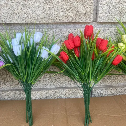 Artificial Tulips Silk Flowers Bouquet Fake Tulip Stems For Home Decor Wedding Party Outdoor Garden Floral Arrangement