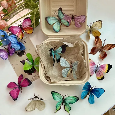3D Simulation Butterfly DIY Craft Accessories Fabric Printed Butterfly For Hairpins Fake Flowers Decor