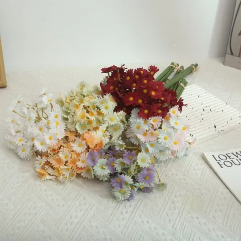 Artificial Silk Chrysanthemum Flower Bouquet Home Decor Living Room Coffee Table Dining Table Floral Arrangement Fake Plants