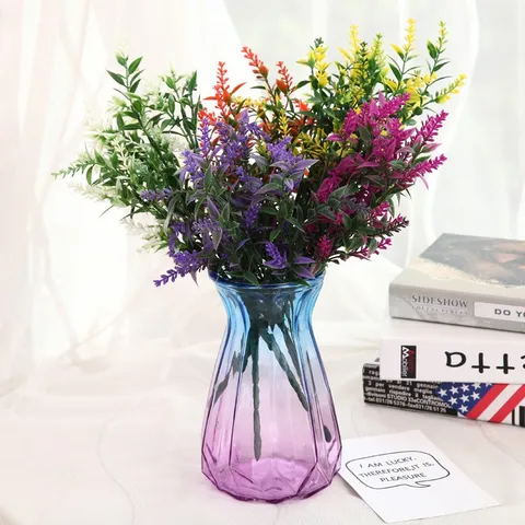Artificial Lavender Flowers Plastic Fake Flowers Faux Lavender Bundles For Home Living Room Decor Floral Arrangement