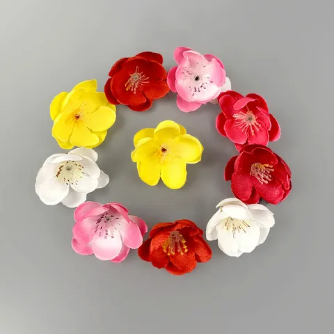 Artificial Plum Blossom Flower Heads Fabric Fake Flowers For DIY Hair Accessories Wedding Home Party Decor