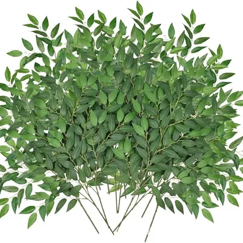 Artificial Oleaster Leaves Branches Fake Green Plant Silk Floral Bouquet For Living Room Home Table Centerpiece Decor