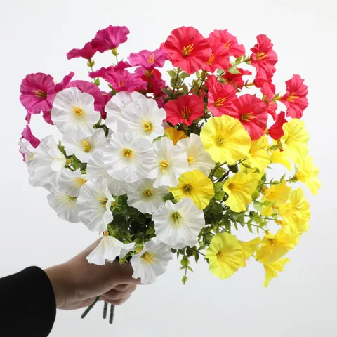 Artificial Morning Glory Flower Bouquet Silk Fake Plants For Home Outdoor Garden Wedding Party DIY Floral Decoration